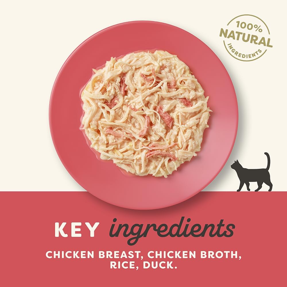 Applaws 100% Natural Wet Cat Food Chicken Breast with Duck in Broth, Limited Ingredients Pet Food 60g Pot (Pack of 10)
