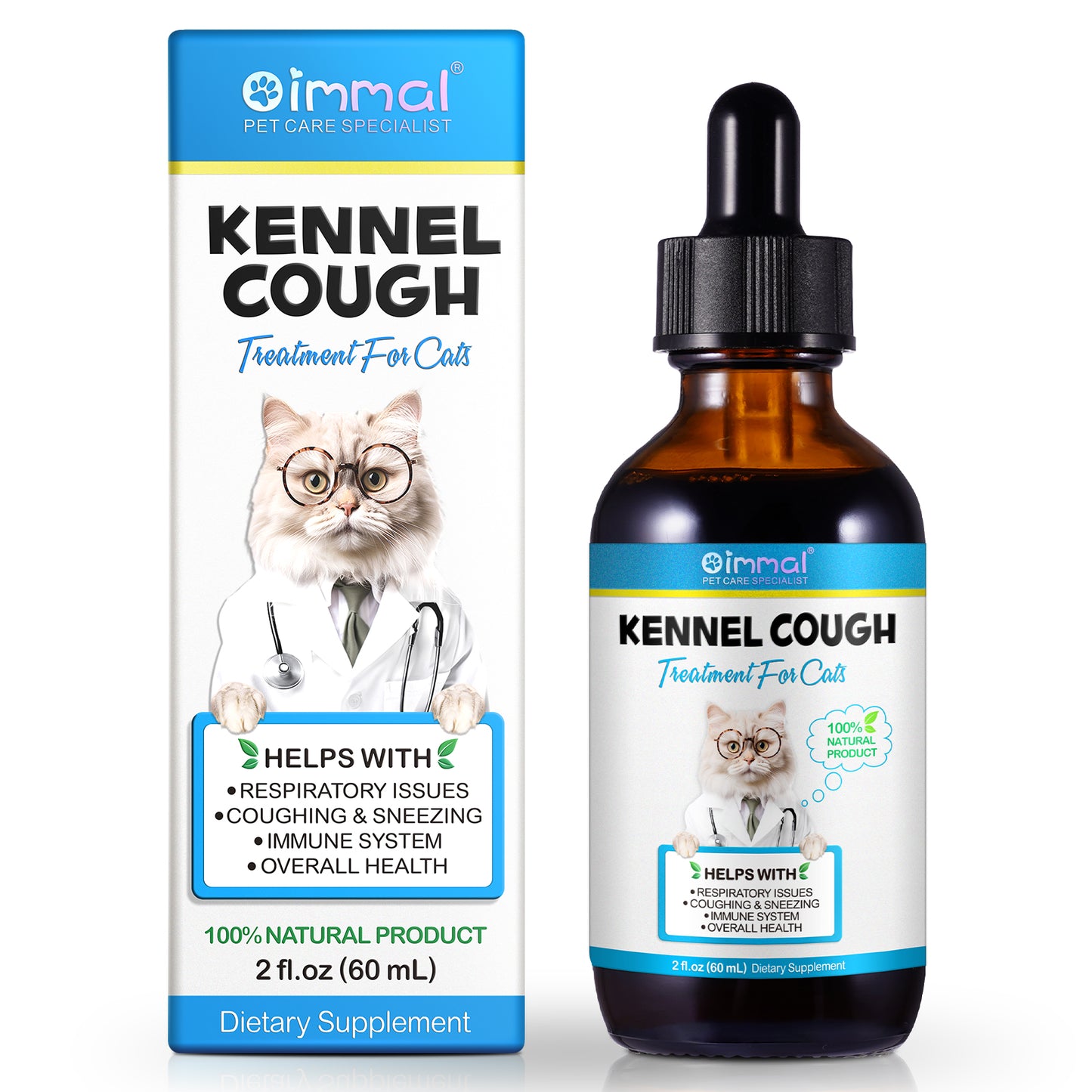 Kennel Cough Relief Drops for Cats – Respiratory & Immune Support Formula 60ml