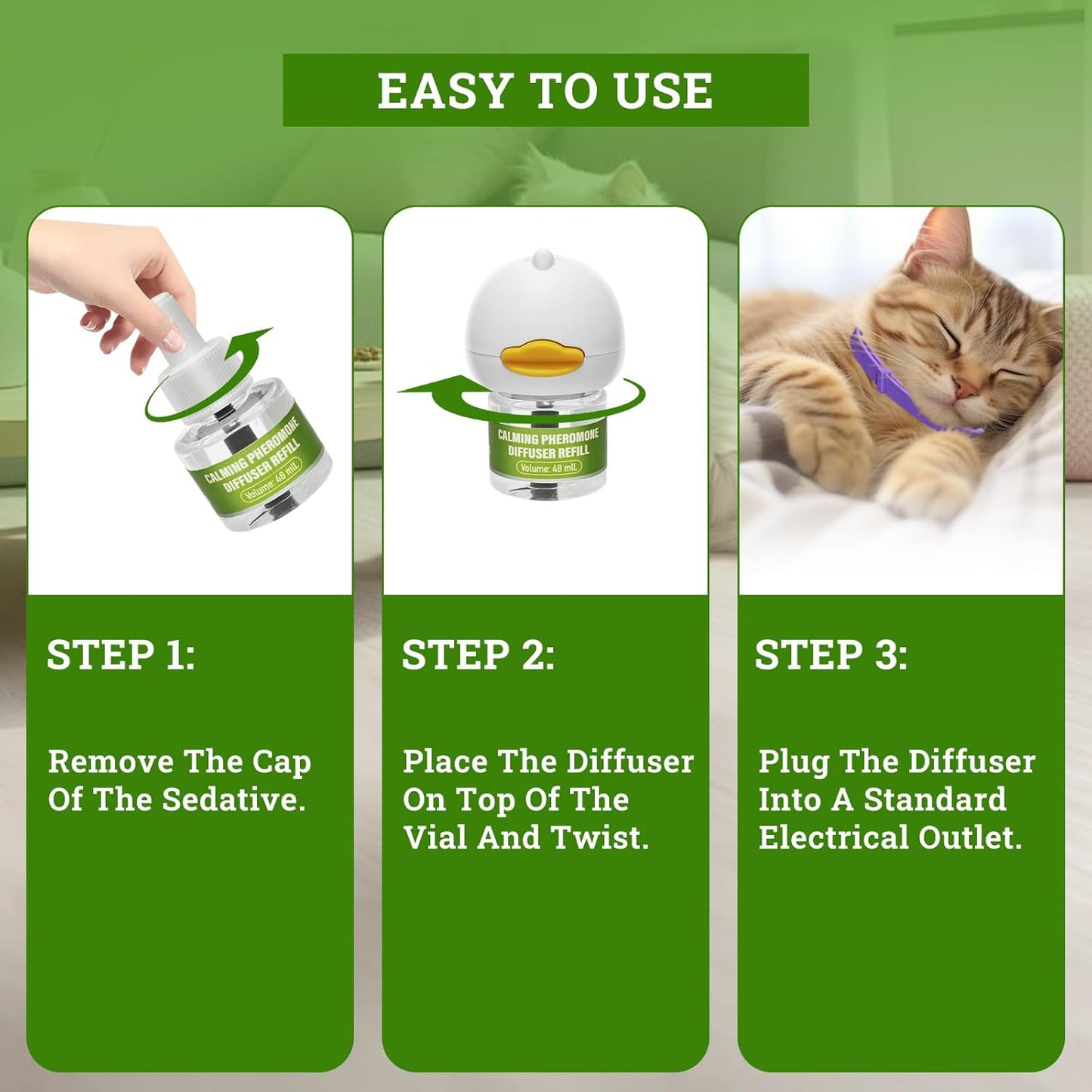 Cat Calming Diffuser Plug in Kit - 6 Pack Pheromone Diffuser for Anxious Cats, Anti-Stress & Comforting Solution with 2 Diffusers & 6 Refills +2pcs Calming Collar