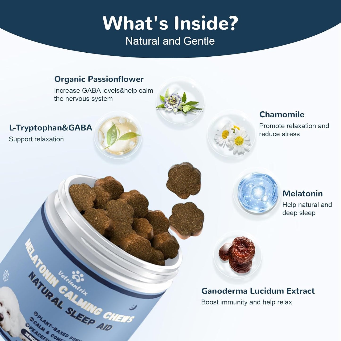 Melatonin for Dogs, Calming Chews for Dogs for Sleep Aid, Fireworks, Storms, Thunder, Barking, Separation, Dog Calming Chews with Valerian Root & L-Theanine, 200 Count