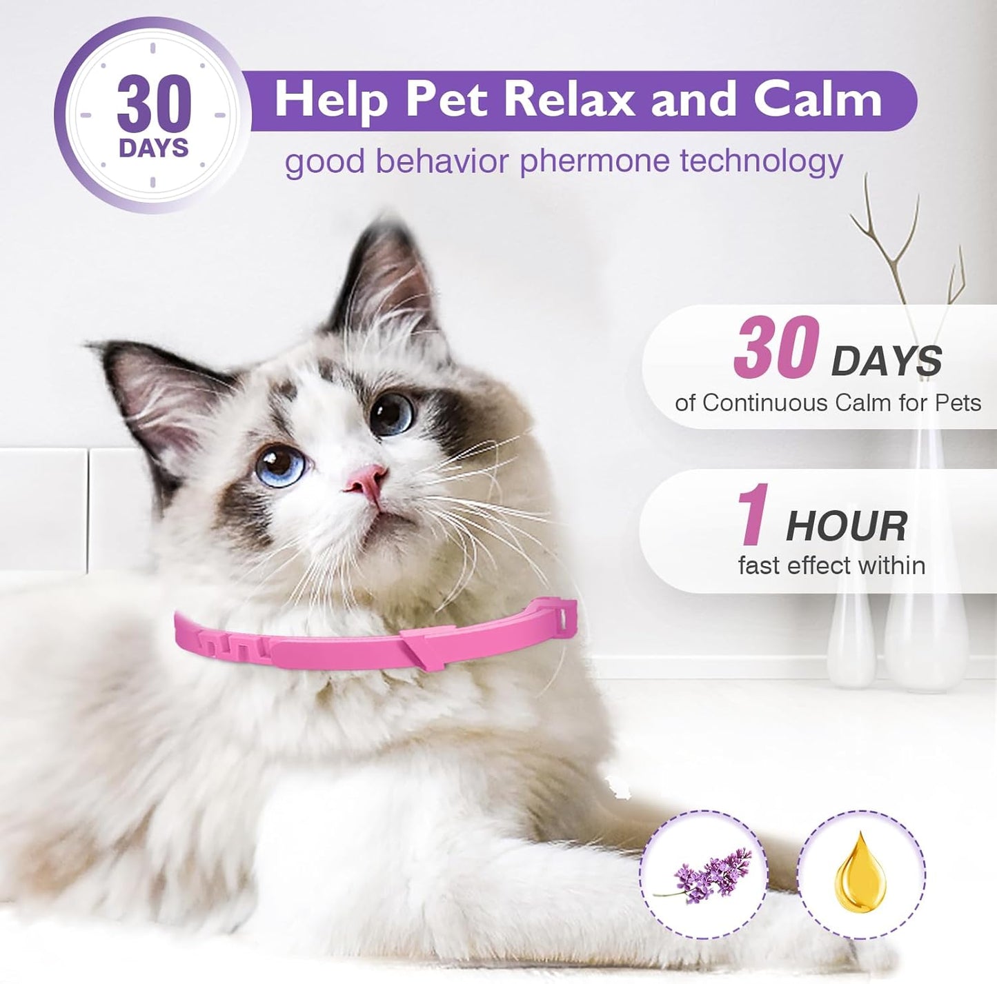 3 Pack Calming Collar for Cats and Kittens Pheromone Collar Efficient Relieve Reduce Anxiety Stress