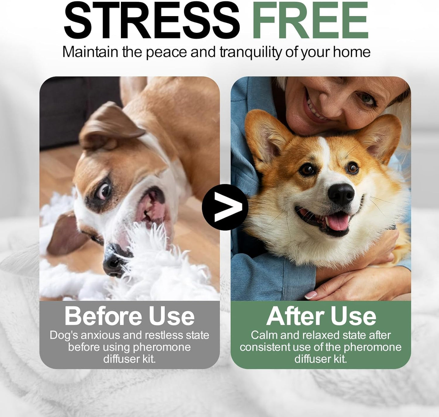 Dog Calming Diffuser Plug-in with Gentle Night Glow, 3 Refills Kit