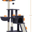 Heybly Cat Tree with Cat Self Groomer Brush, Cat Tower Condo for Indoor Cats with Padded Plush Perch,Grey