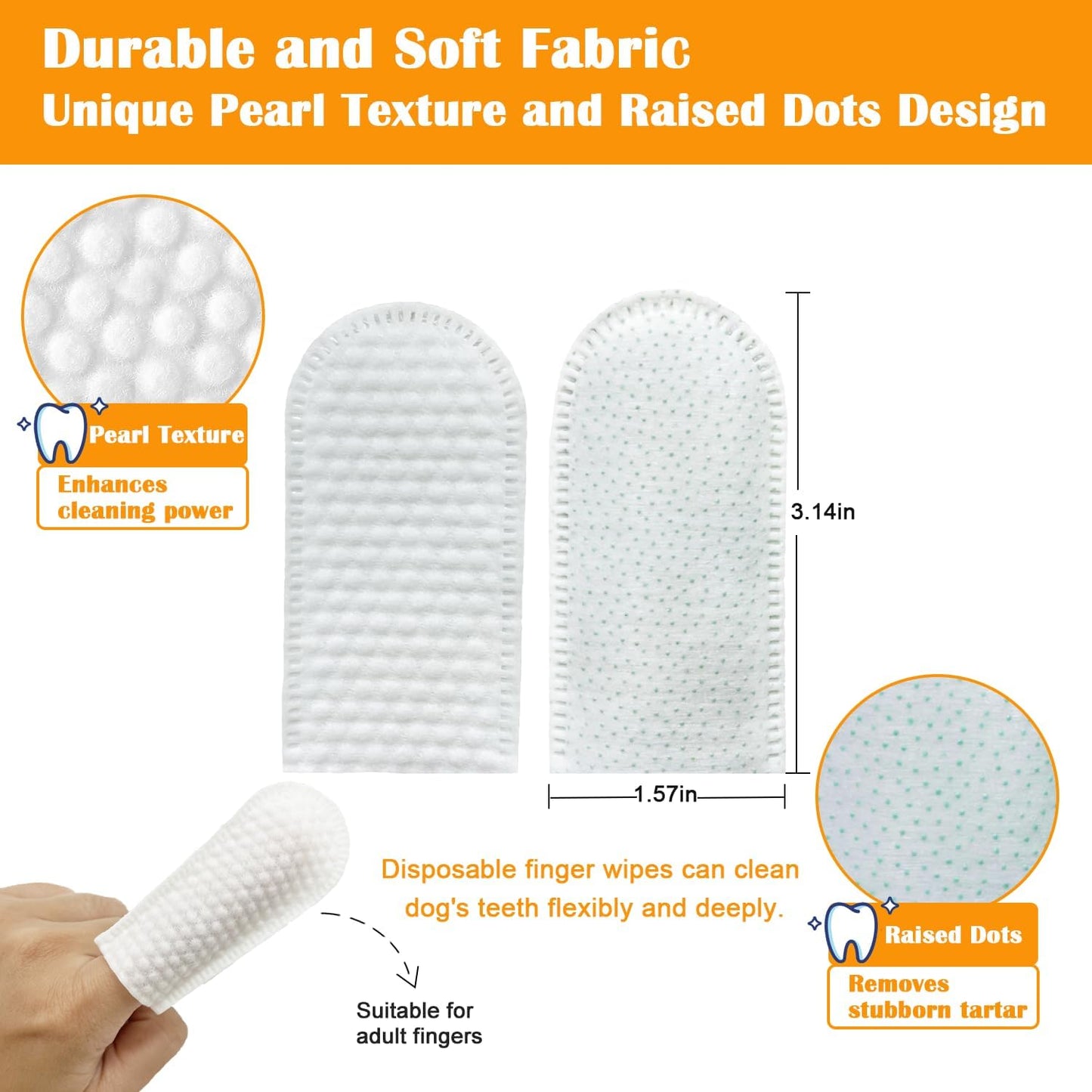 Pet Dental Finger Wipes for Dogs and Cats,50Pcs