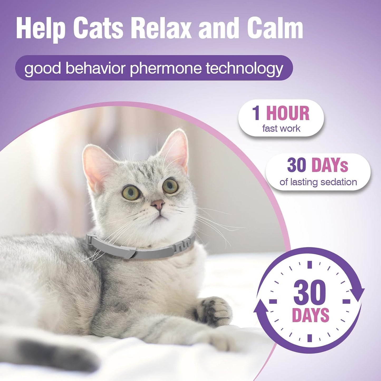 Calming Collar for Cats 4 Pack Soothing Cat Collars Stress Relief Anxiety Pheromone Collar for Cat Relaxing Pet Calm Bands Adjustable Comfort Cats Calming Straps Lasts 30 Days Feline Calming Product