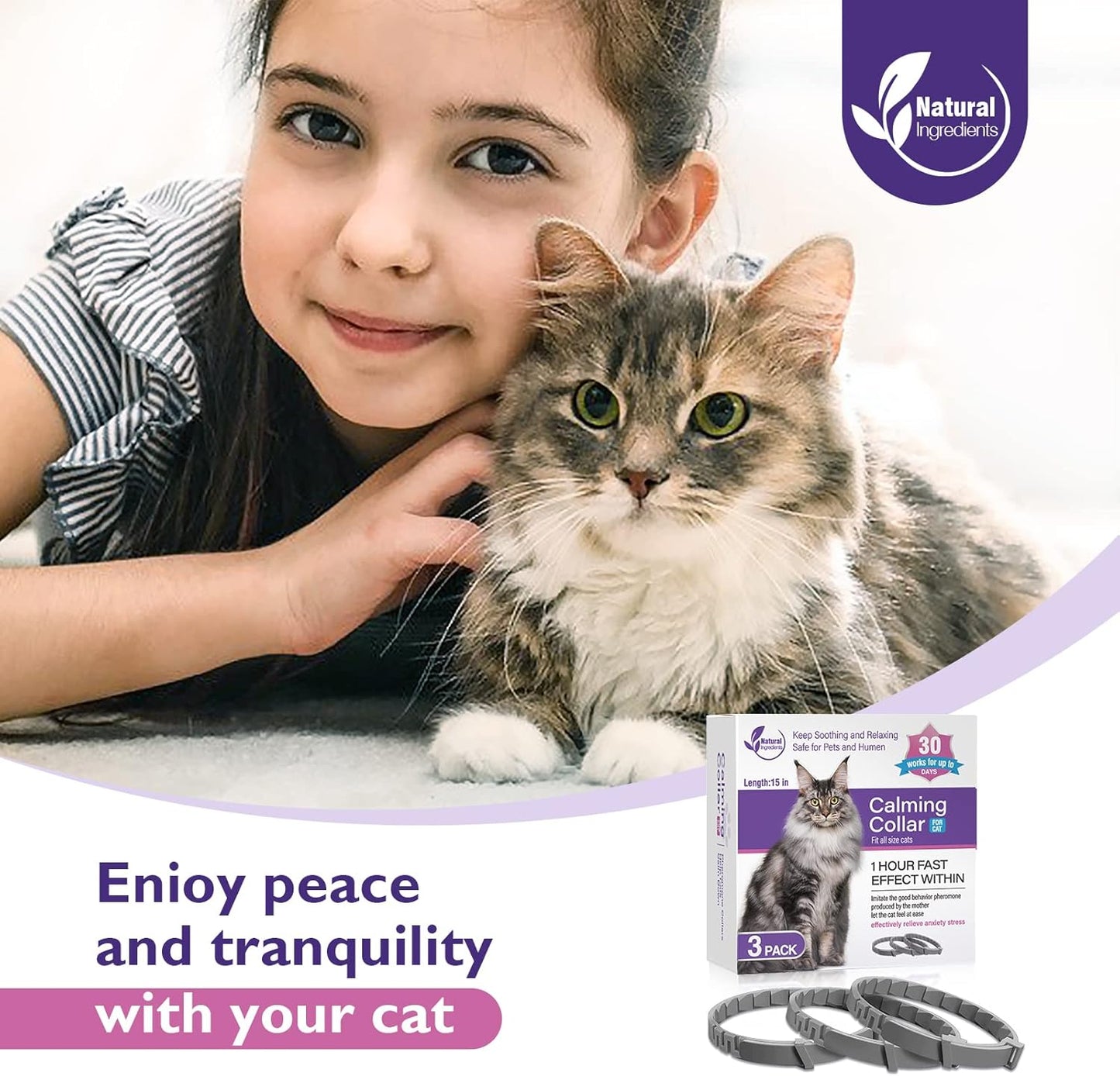 3 Pack Calming Collar for Cats and Kittens Pheromone Collar Efficient Relieve Reduce Anxiety