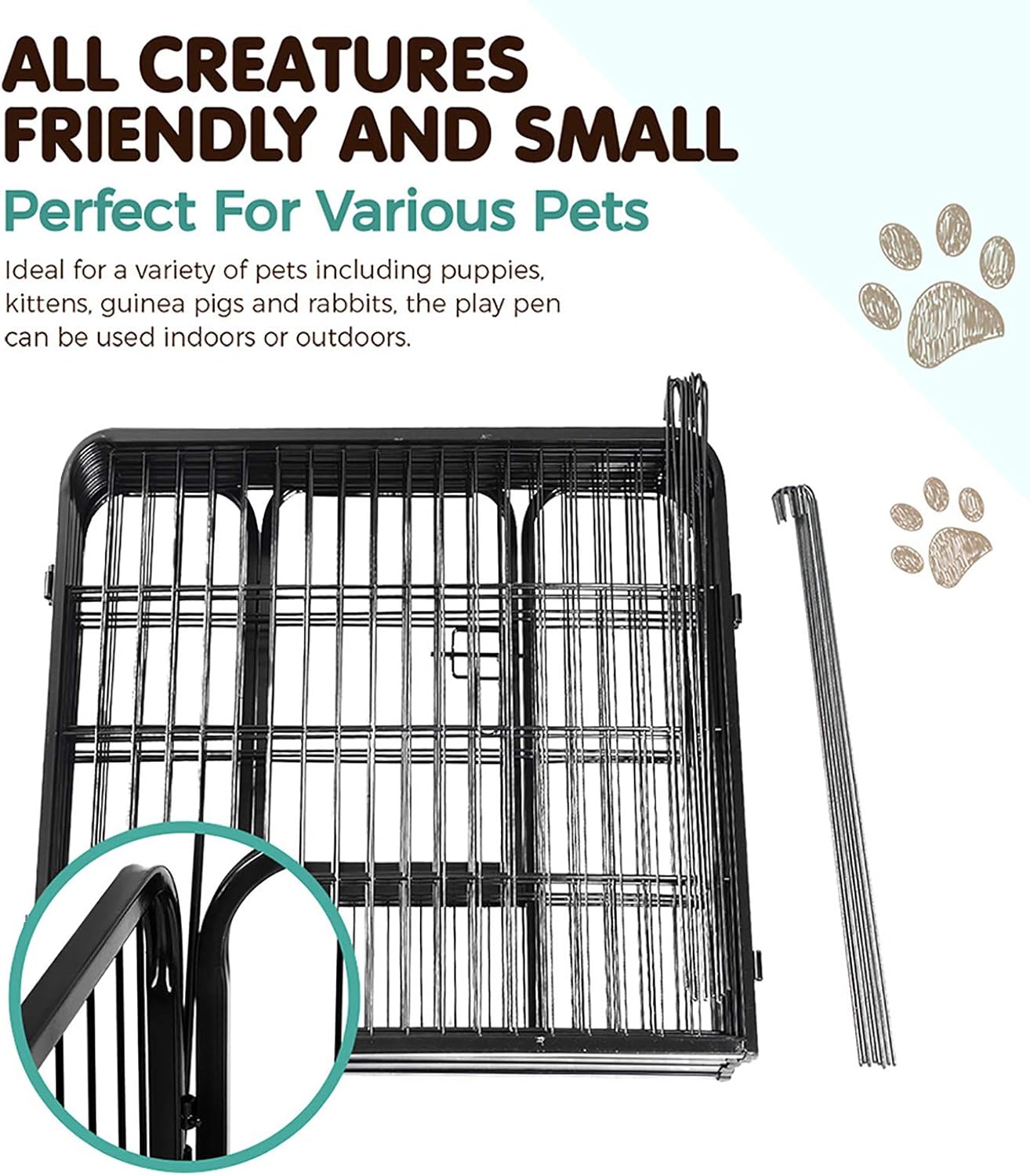 i.Pet 32" Large 8 Panel Pet Dog Playpens Rabbit Play Pen Fence Cage Puppy Exercise