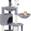 TWDEPART Cat Tree Tower with Scratching Posts,Activity Centre Climbing Tree Furniture with Cat Condo and Two Hammocks,Grey