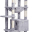 Heybly HCT050W Cat Scratching Post with Blankets for Large Cat Tree Large Platforms Cave 50 x 50 x 153cm Light Grey