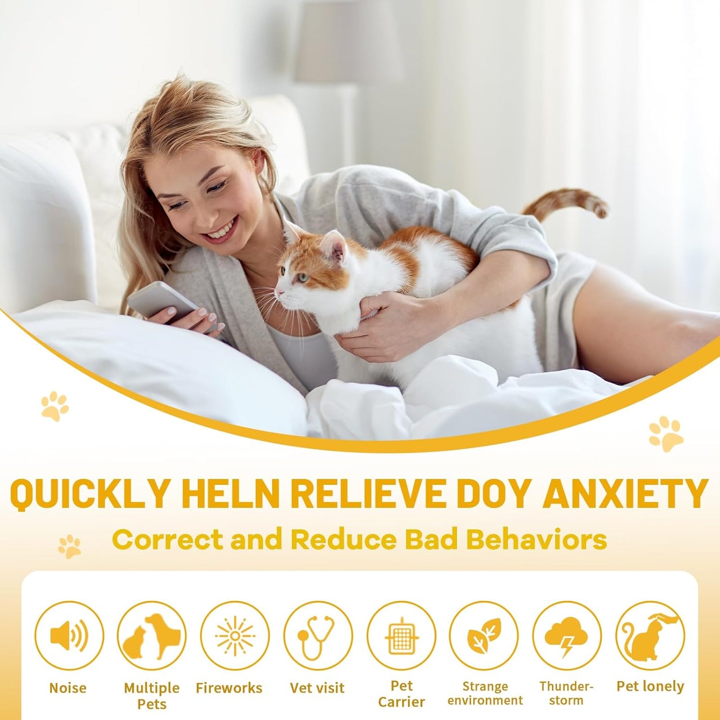 Calming Collar for Cats 4-Pack, Adjustable Water Proof Cat Pheromone Collar for Anxiety Relief, Vet-Recommended, 30-Day Stress Relief Grey