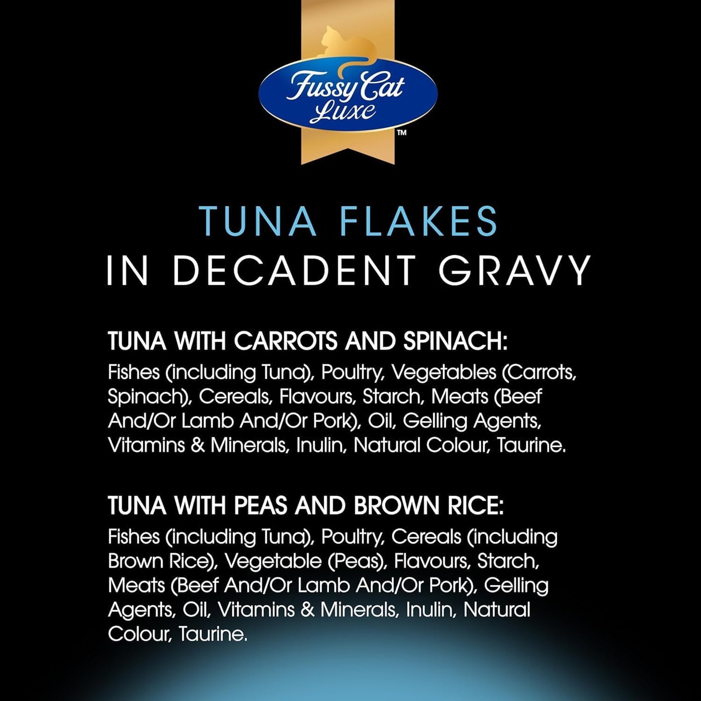 Fussy Cat Luxe Wet Cat Food, Tuna Flakes in Decadent Gravy 12x70g