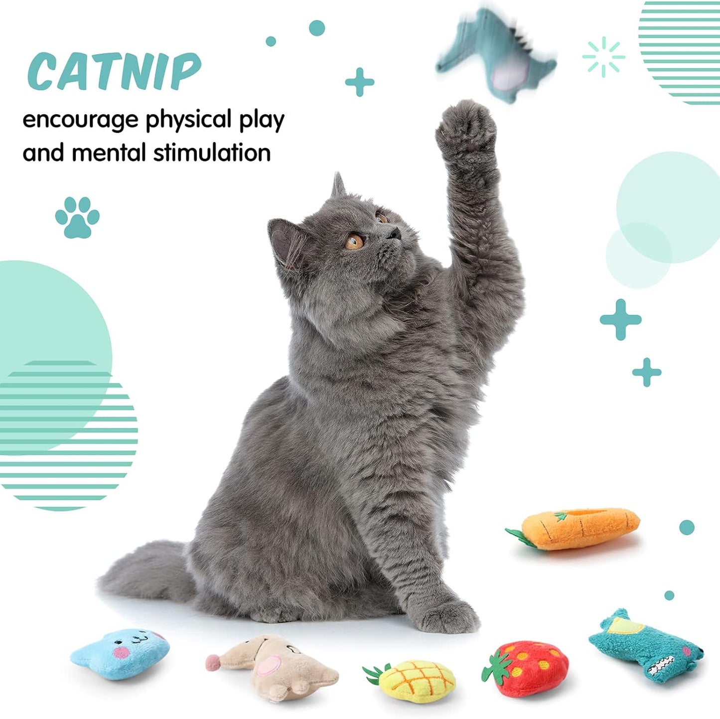 20 Pieces Catnip Toys for Indoor Cat Plush Cat Chew Toys