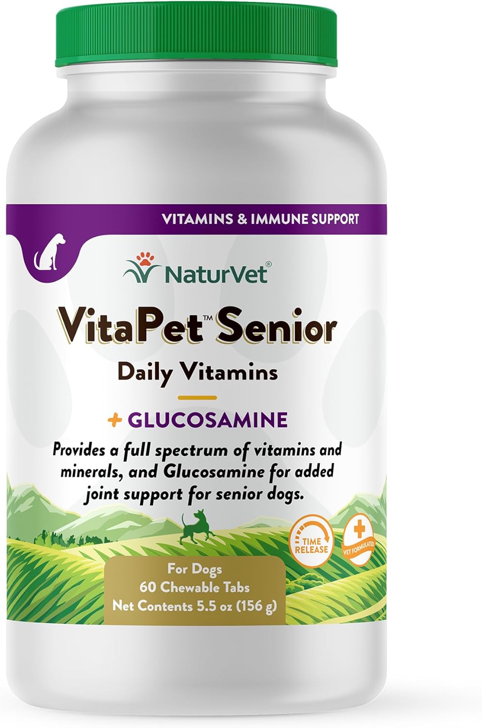 NaturVet Vita Time Release Pet Senior with Gluc Tablets, 60 Pills