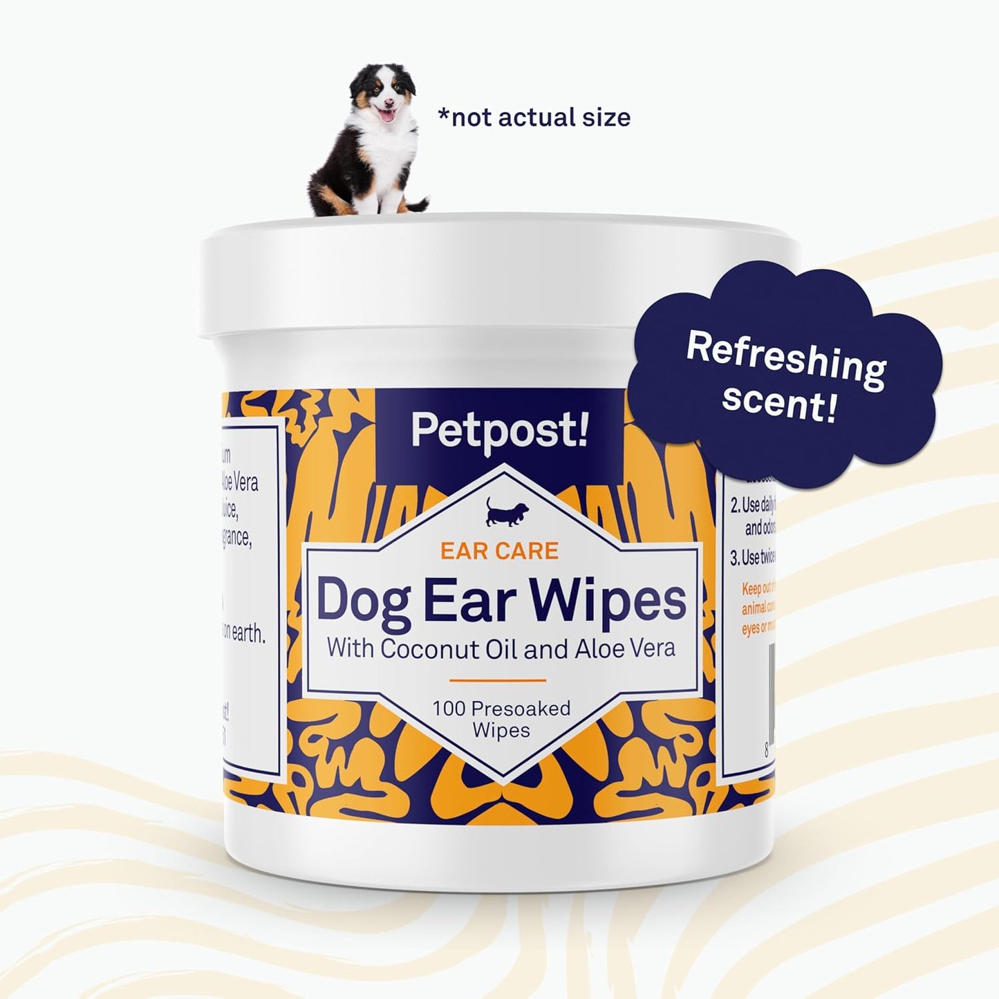 Petpost | Dog Ear Cleaner Wipes - Ultra Soft Cotton Pads in Coconut Oil Aloe Solution - Dog Ear Rinse & Cleanser 100 ct