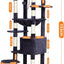 Heybly HCT050G Cat Scratching Post with Blankets for Large Cat Tree Large Platforms Cave 50 x 50 x 153cm Smoke Grey