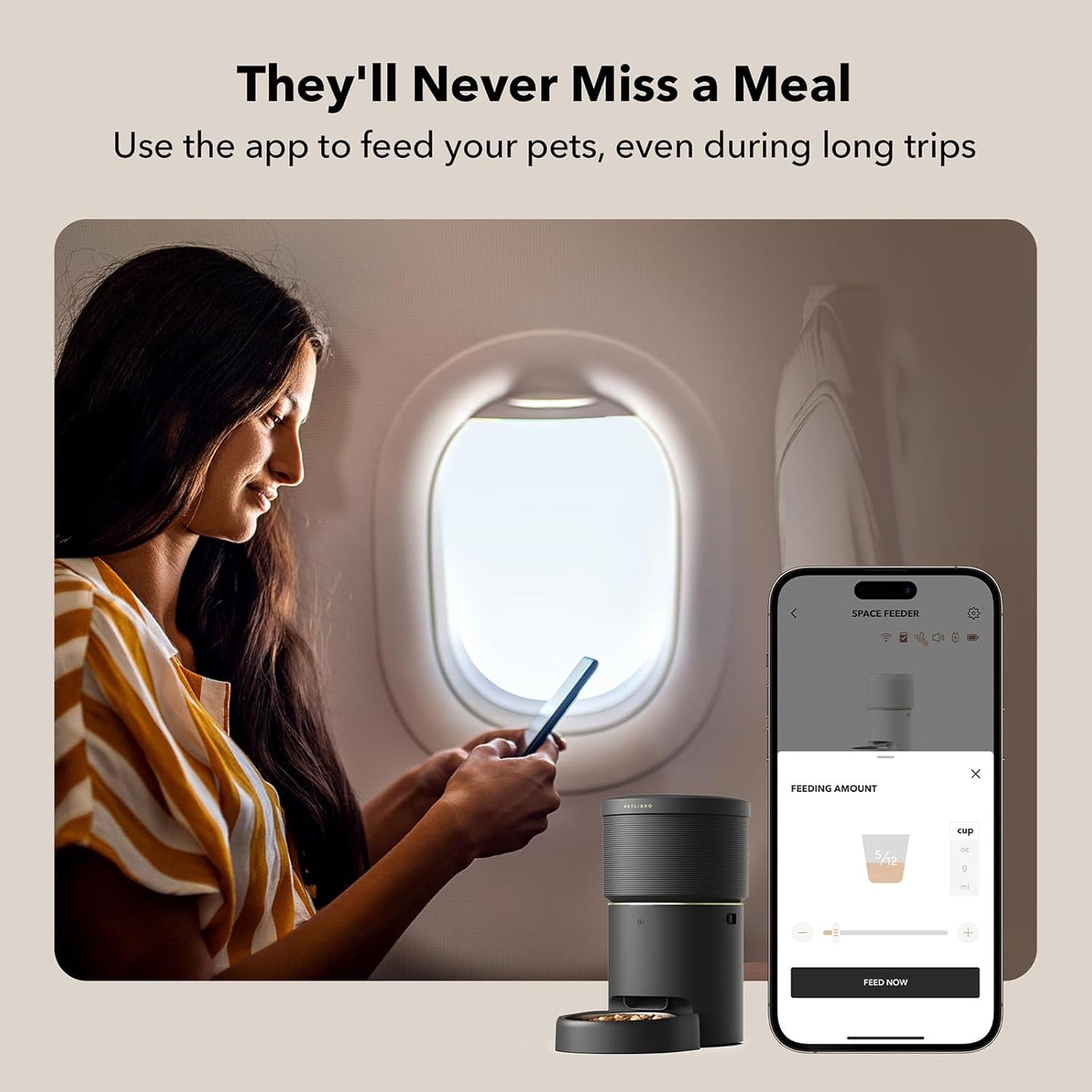 PETLIBRO Automatic Cat Feeders, 5G WiFi Pet Feeder with Vacuum Food Storage for Pet Dry Food, Low Food & Blockage Sensor, 1-10 Meals Per Day, Up to 10s Meal Call for Dog & Cat