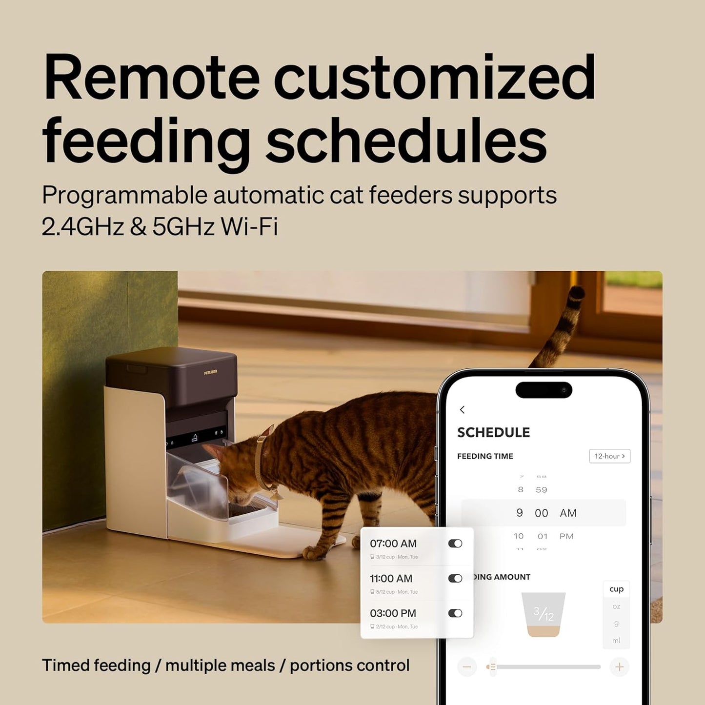 PETLIBRO RFID Automatic Cat Feeder & Water Fountain – Collar Tag Activated, Wi-Fi Programmable Combo with Cat Recognition & Diet Tracking
