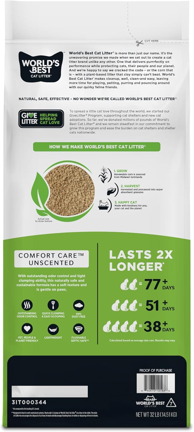 WORLD'S BEST CAT LITTER™ Original Unscented, 32-Pounds