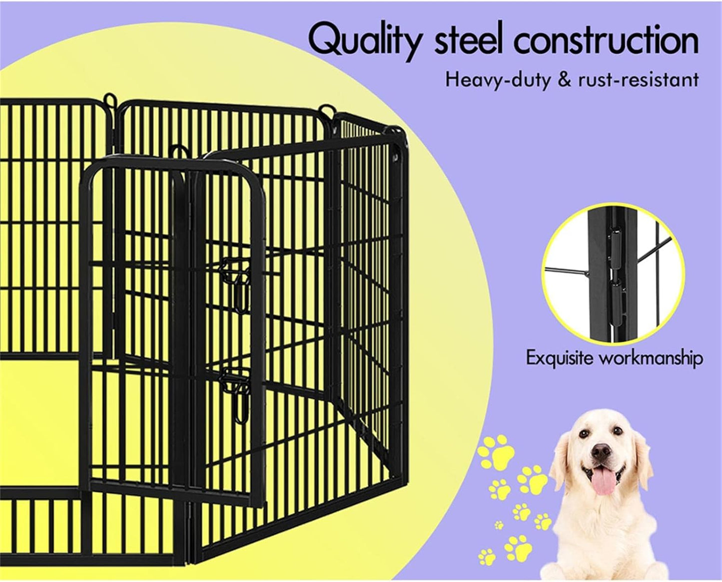 Beastie 32" Foldable Pet Dog Metal Playpen Enhanced, Universal Portable Pet Exercise Cage