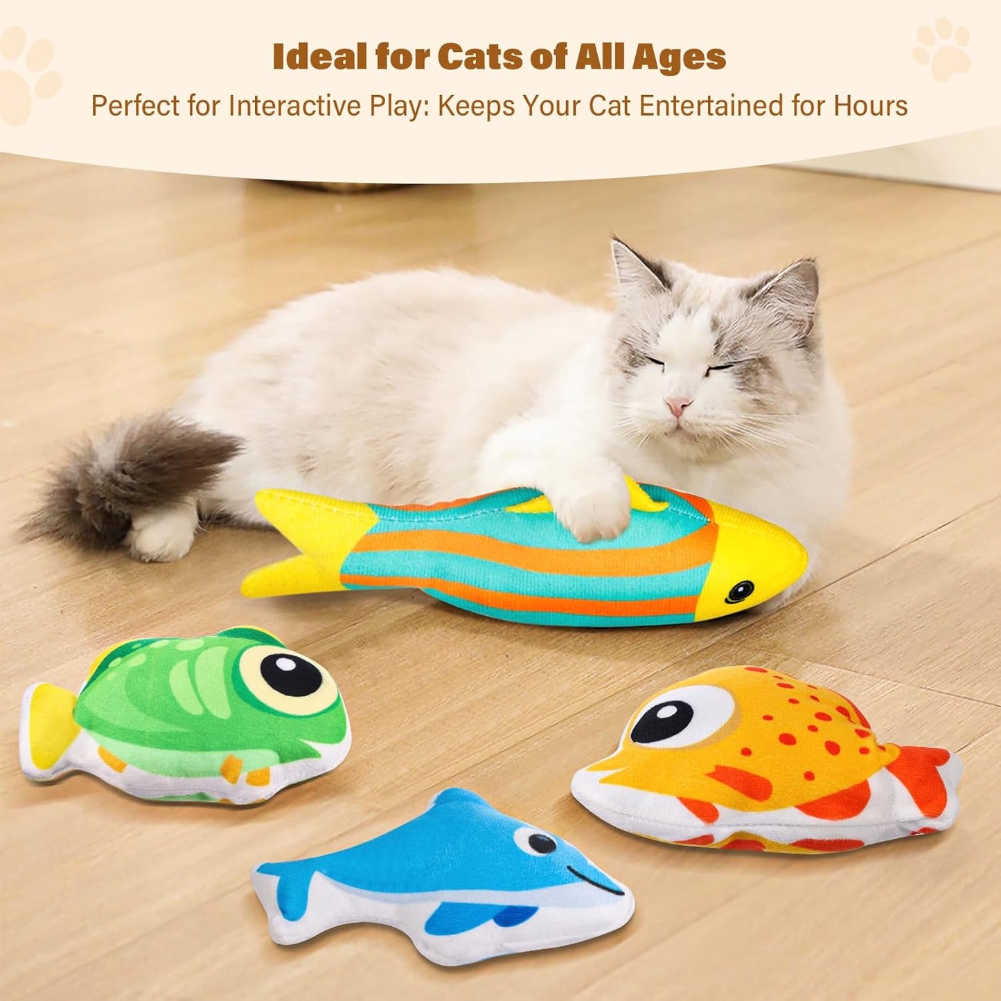 6 Pcs Catnip Toys Cat Toys, Fish Shaped Interactive Big Crinkle Sound Kitten Exercise