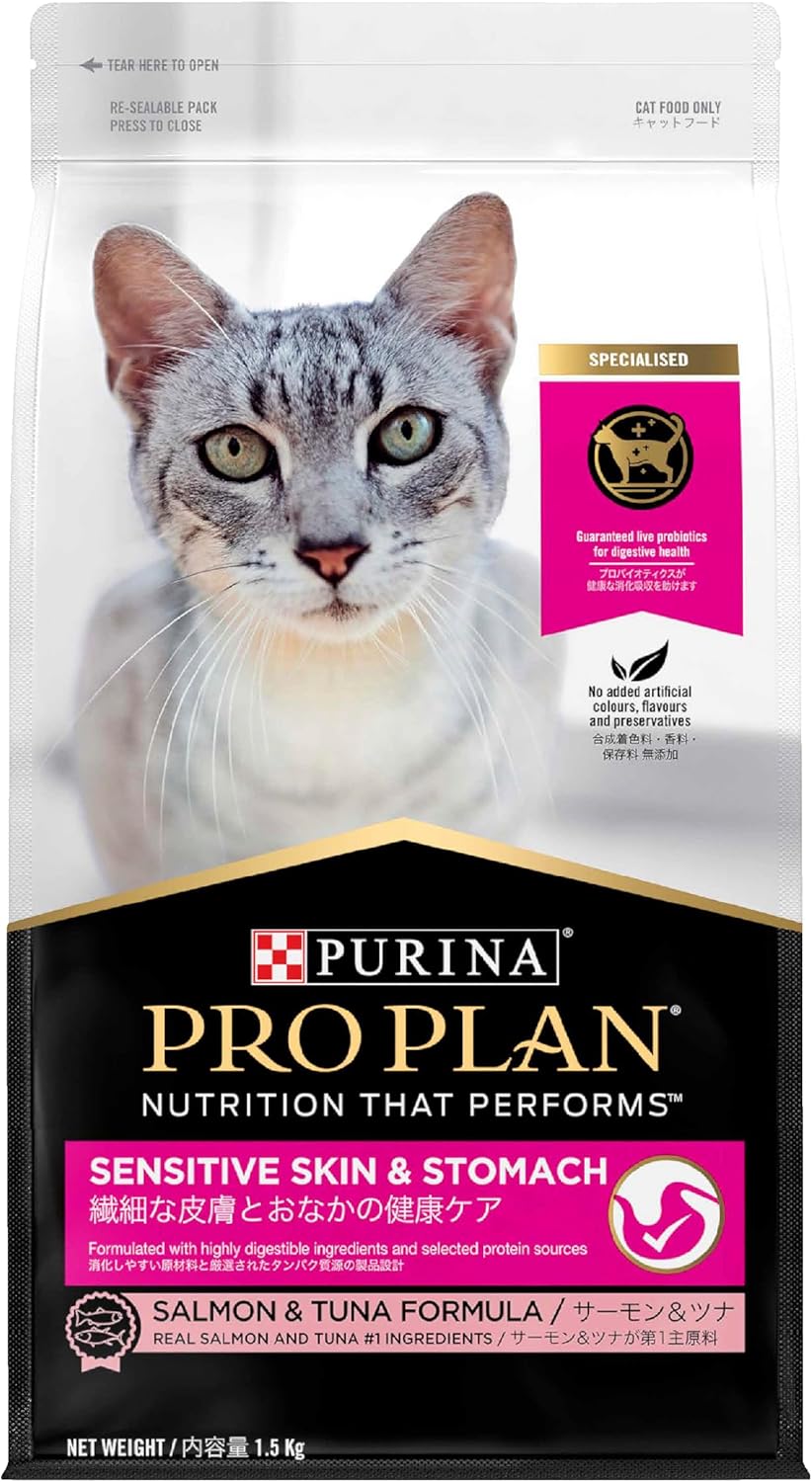 PRO PLAN Adult Dry Cat Food Sensitive Skin & Stomach Salmon & Tuna 1.5kg