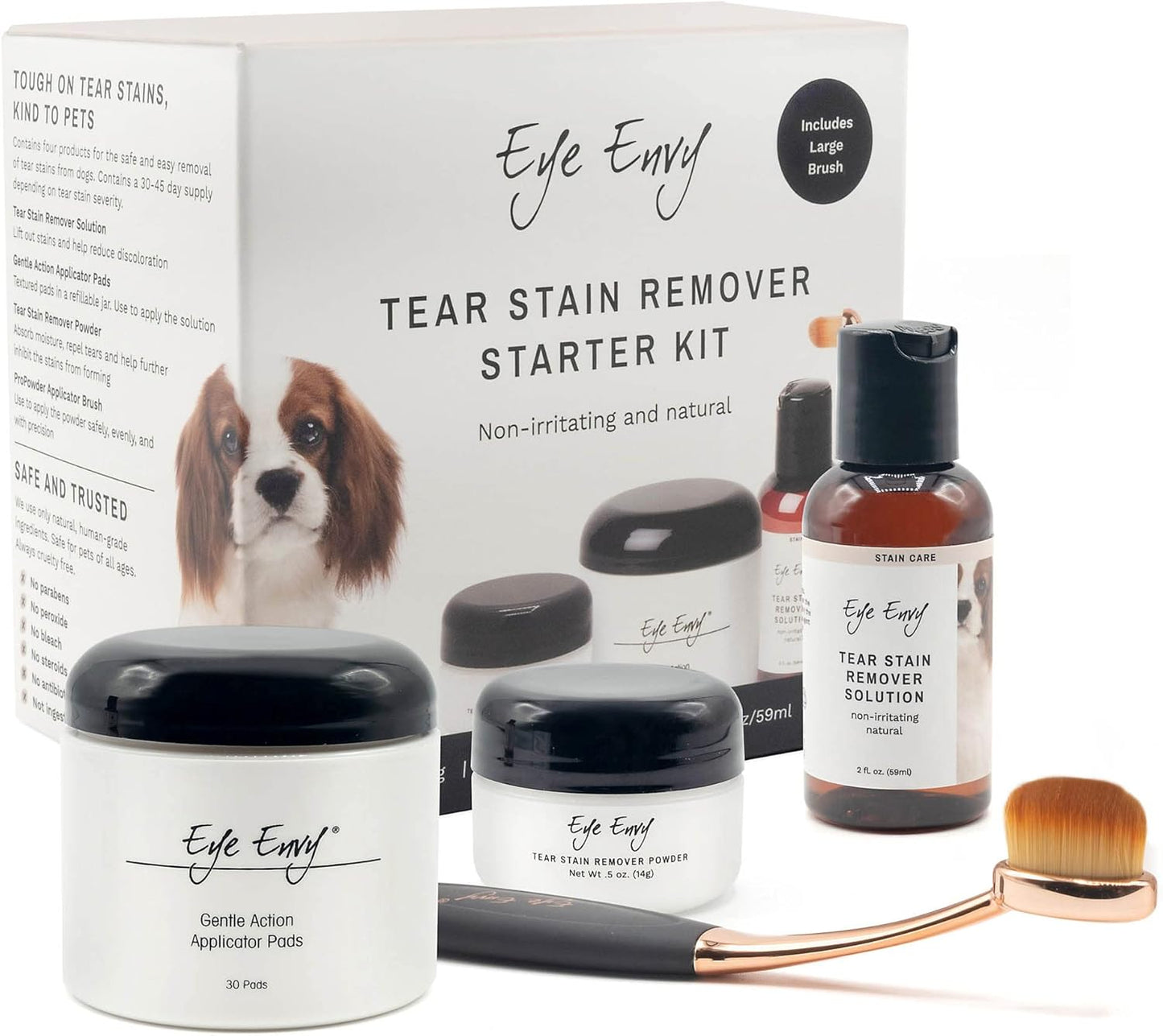Eye Envy Dog Tear Stain Remover Starter Kit with ProPowder Brush,Made in USA