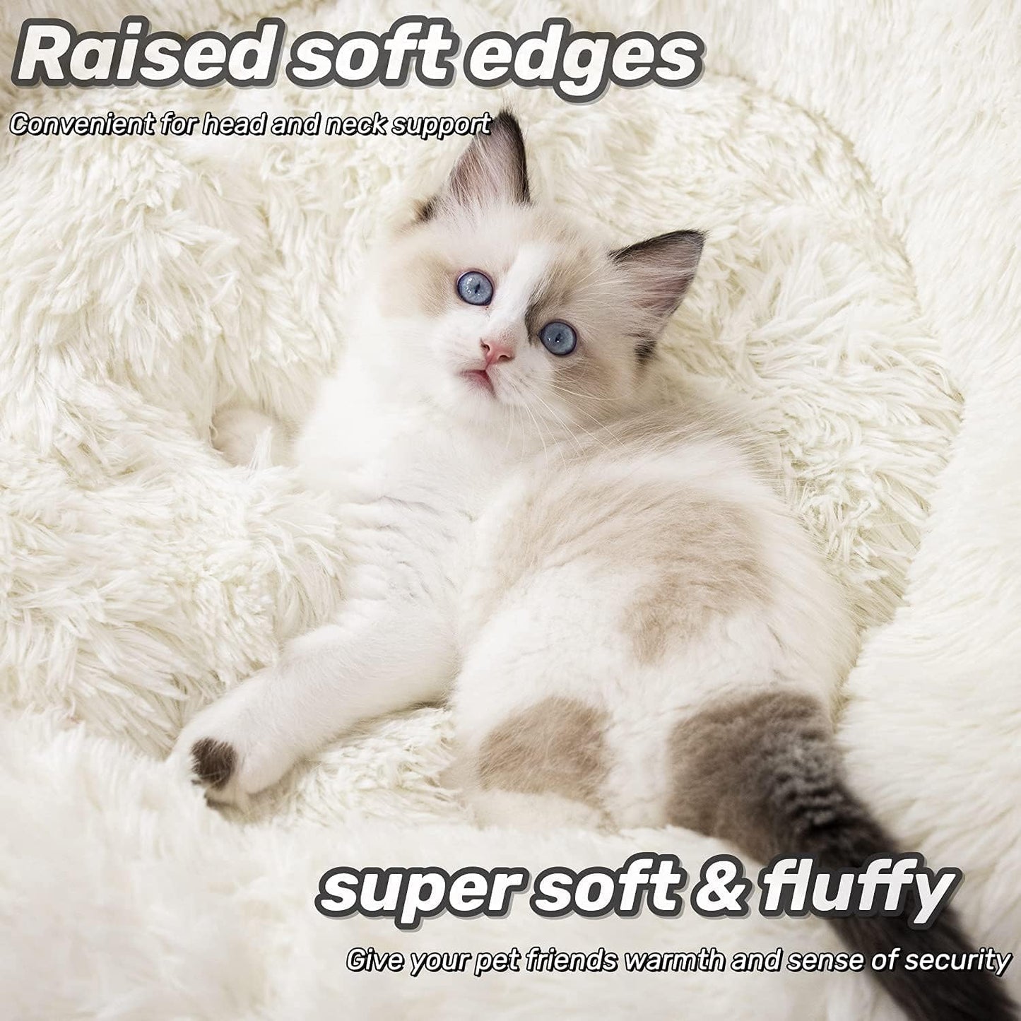 Anti Anxiety Round Fluffy Plush Faux Fur Warm Washable Dog Bed & Cat Bed, Original Bed for Small Medium Large Pets,Used to Relieve Joints and Improve Sleep
