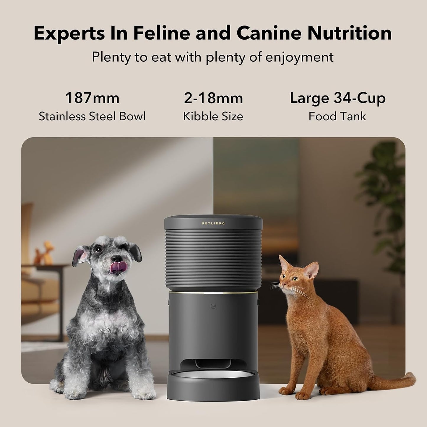 PETLIBRO Automatic Cat Feeders, 5G WiFi Pet Feeder with Vacuum Food Storage for Pet Dry Food, Low Food & Blockage Sensor, 1-10 Meals Per Day, Up to 10s Meal Call for Dog & Cat
