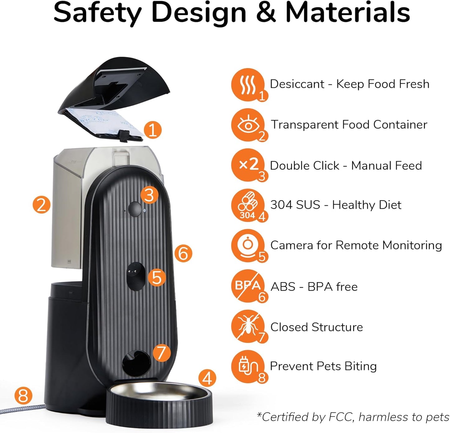 Automatic Cat Feeder, 2 in 1 Automatic Pet Feeders with Camera and Audio, Support DIY Meals and Timed Control WiFi Cat Food Dispenser, Suit for Cat