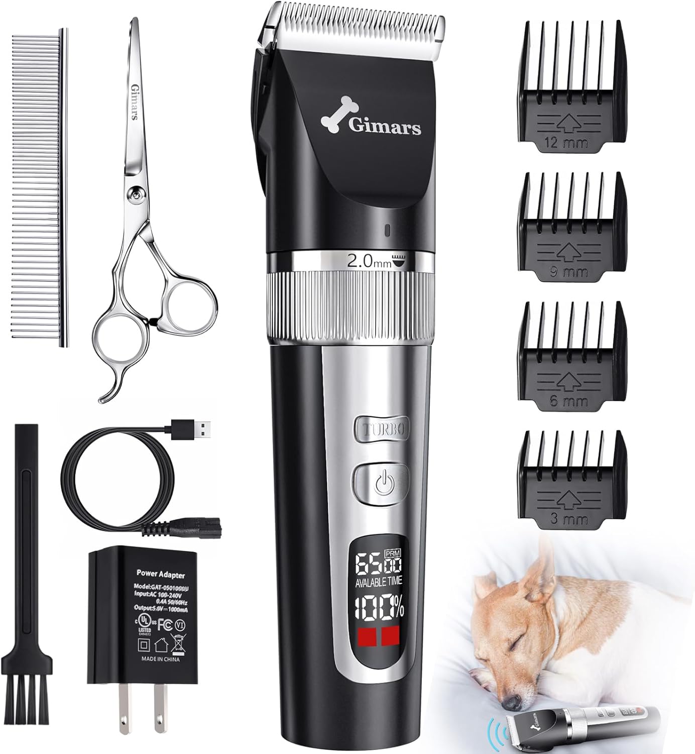 Gimars Dog Clippers with Stainless Steel Dog Grooming Scissors Kits - Black