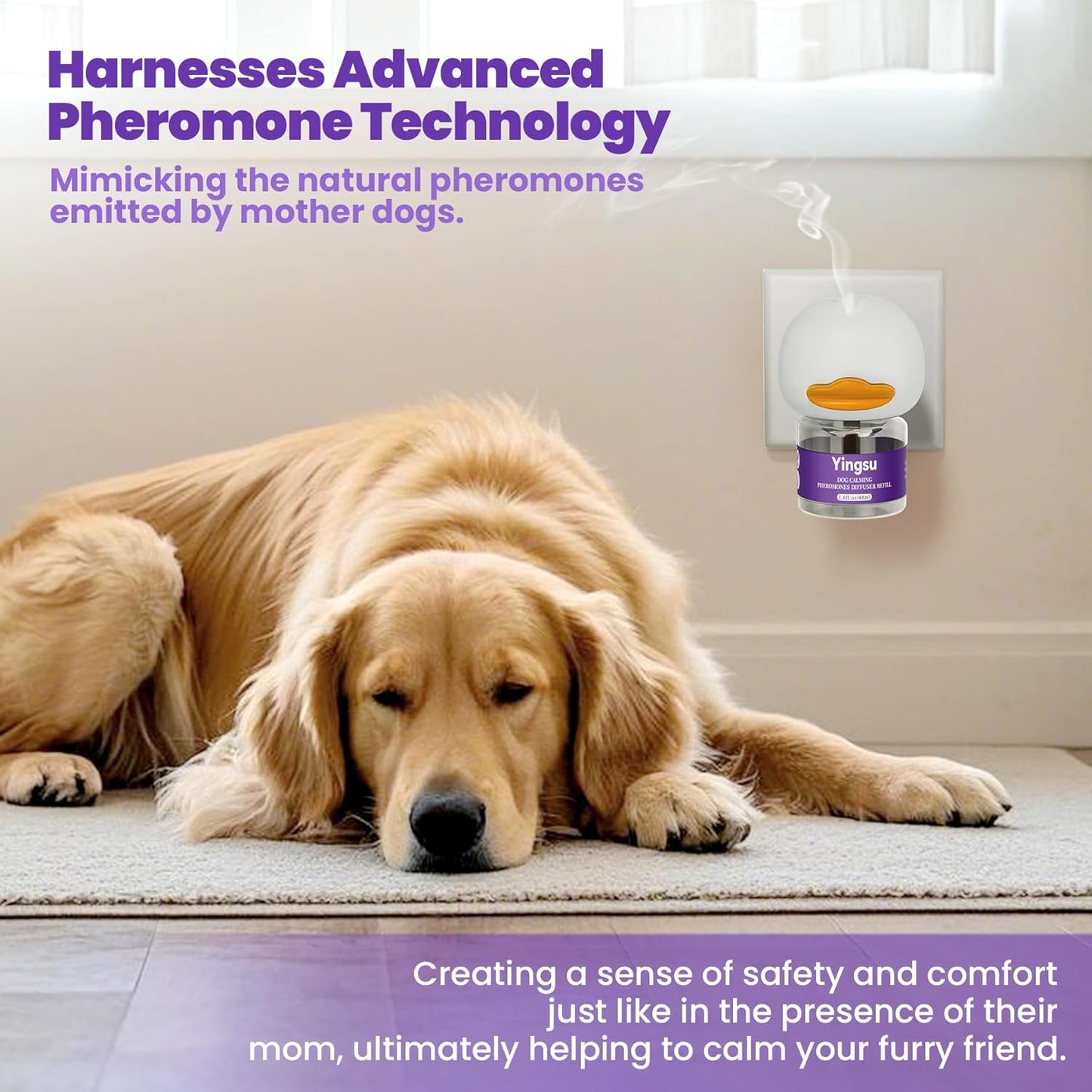 Dog Calming Diffuser, 6 in 1 Puppy Pheromones Calming Diffuse, 2 Diffuser 4 Refill(48ml)