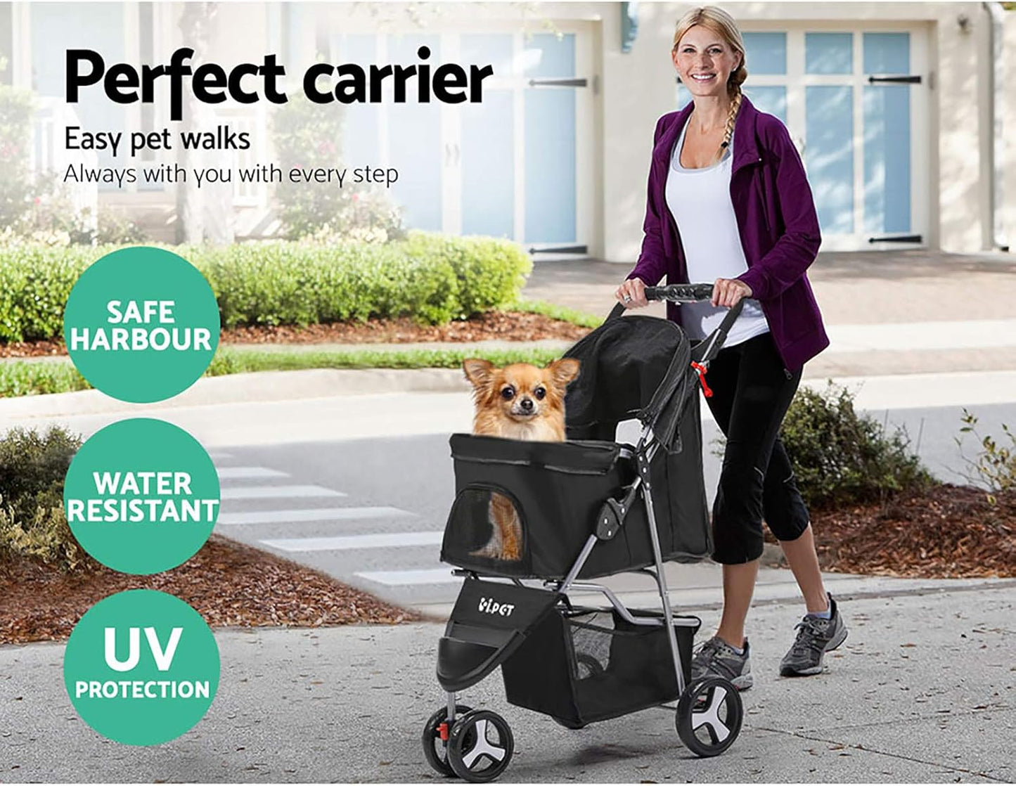 i.Pet Pet Stroller Pram Dog Cat Carrier Travel Pushchair Foldable 3 Wheels Large
