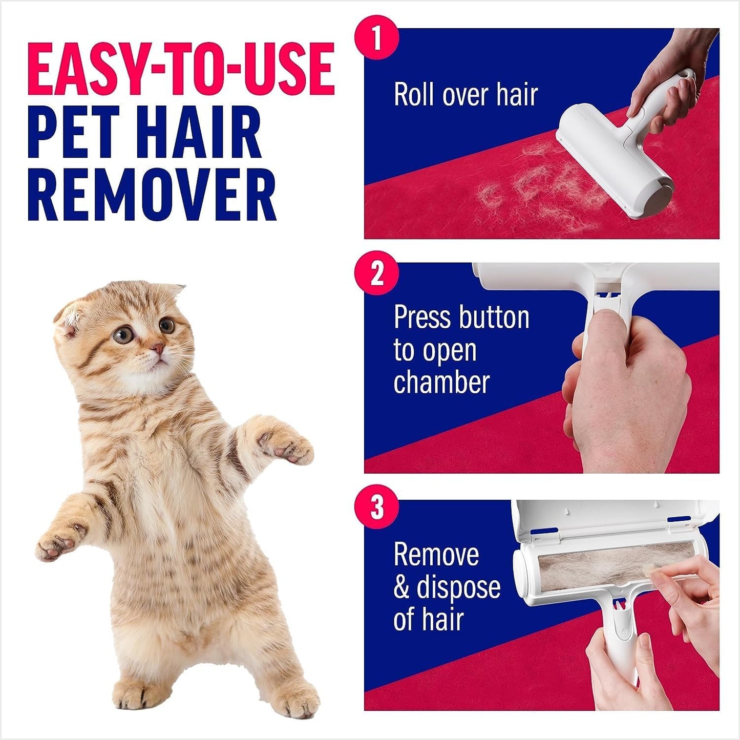 Tivddikun Pet Hair Remover and Reusable Lint Roller, Cat and Dog Hair Remover for Furniture