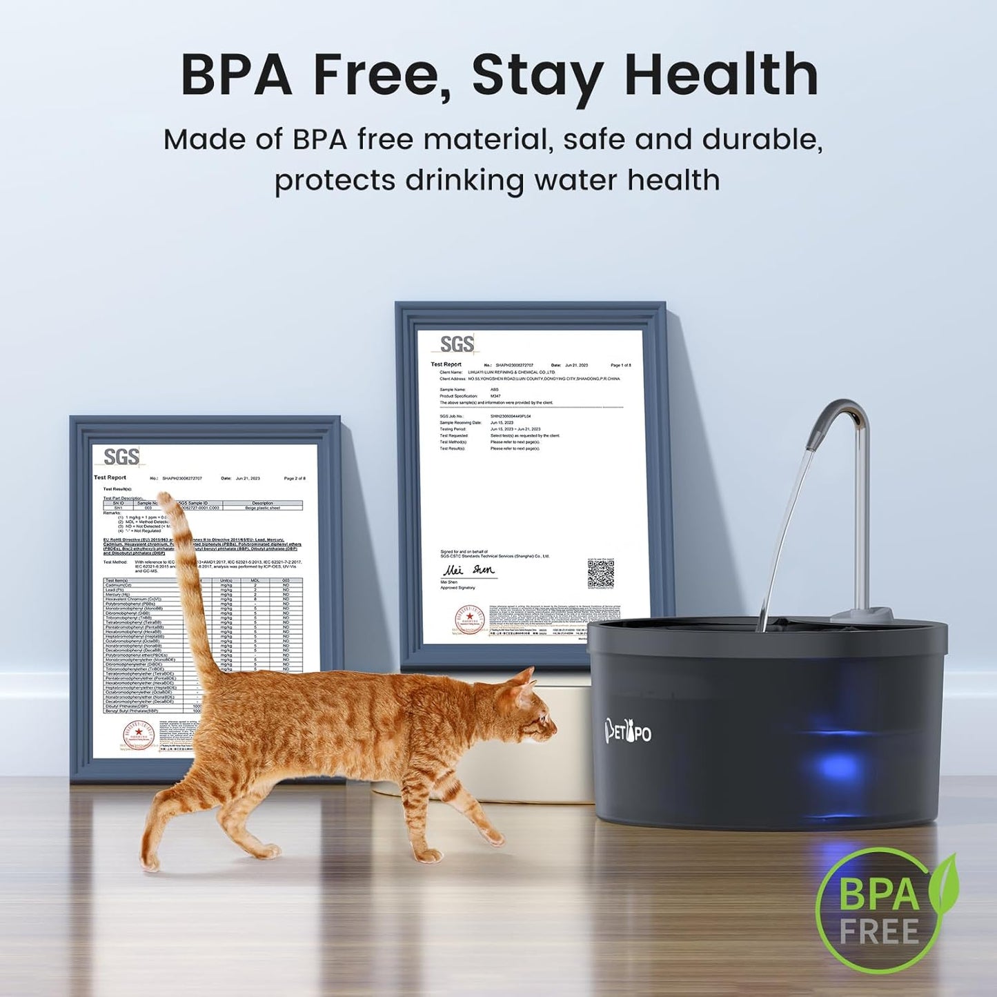 Cat Water Fountain, 3L/100oz Pet Water Fountain for Cats Indoor, BPA-Free (Black, Plastic)