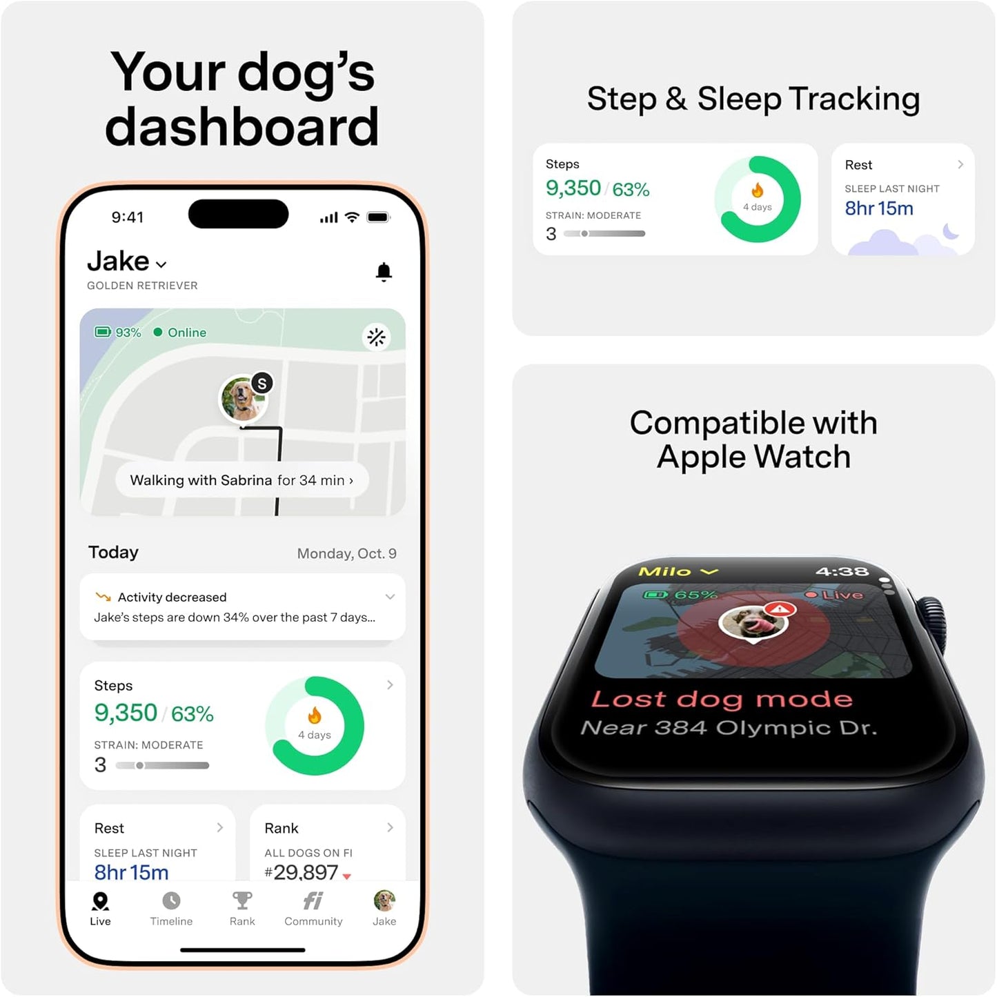 Fi New Series 3+ Smart Dog Tracker Collar [12 Month Membership Included]-Medium