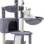 TWDEPART Cat Tree Tower with Scratching Posts,Activity Centre Climbing Tree Furniture with Cat Condo and Two Hammocks,Grey
