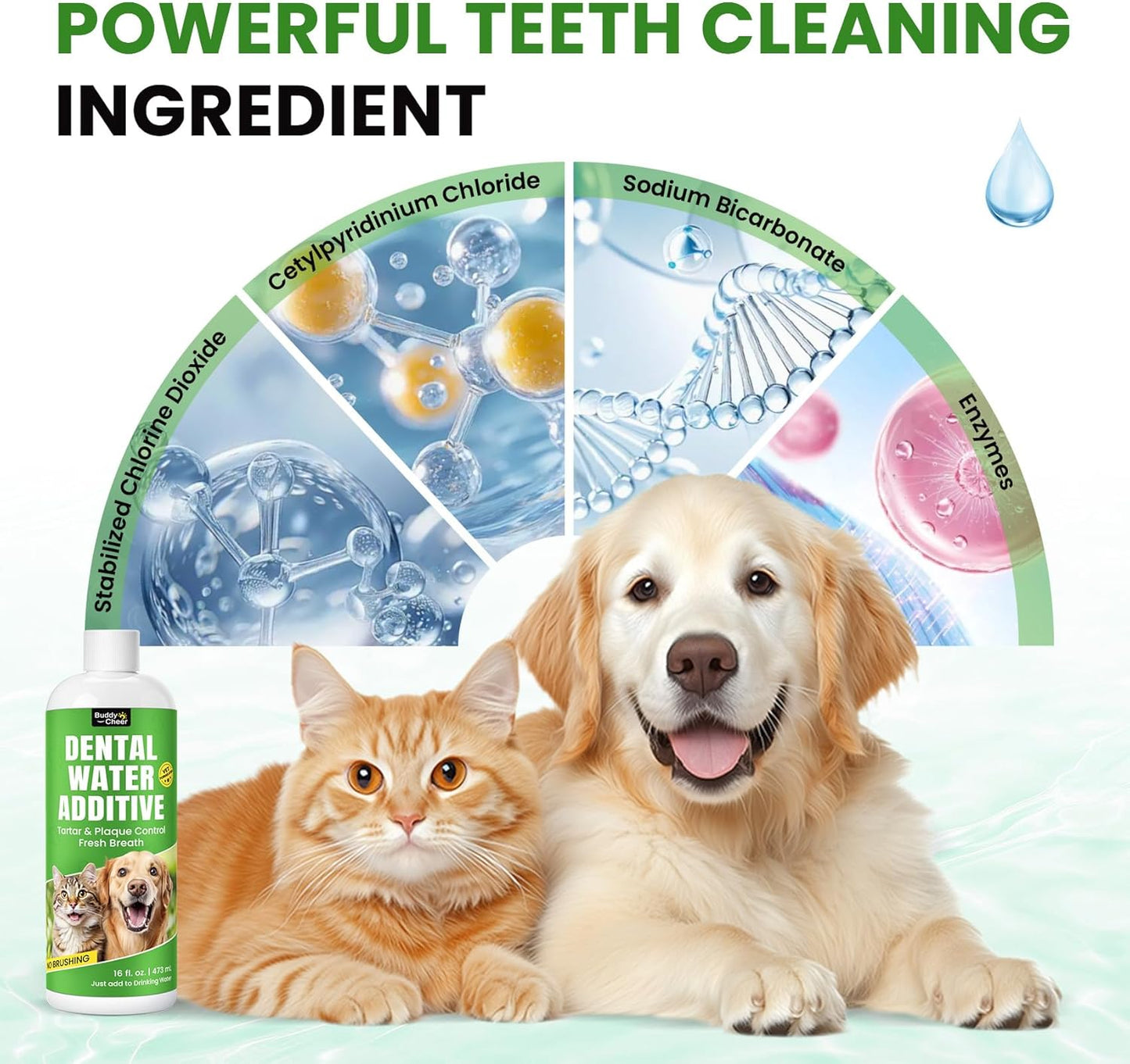 Dog Breath Freshener – Enzymatic Dog Dental Water Additive for Teeth Claning,16oz