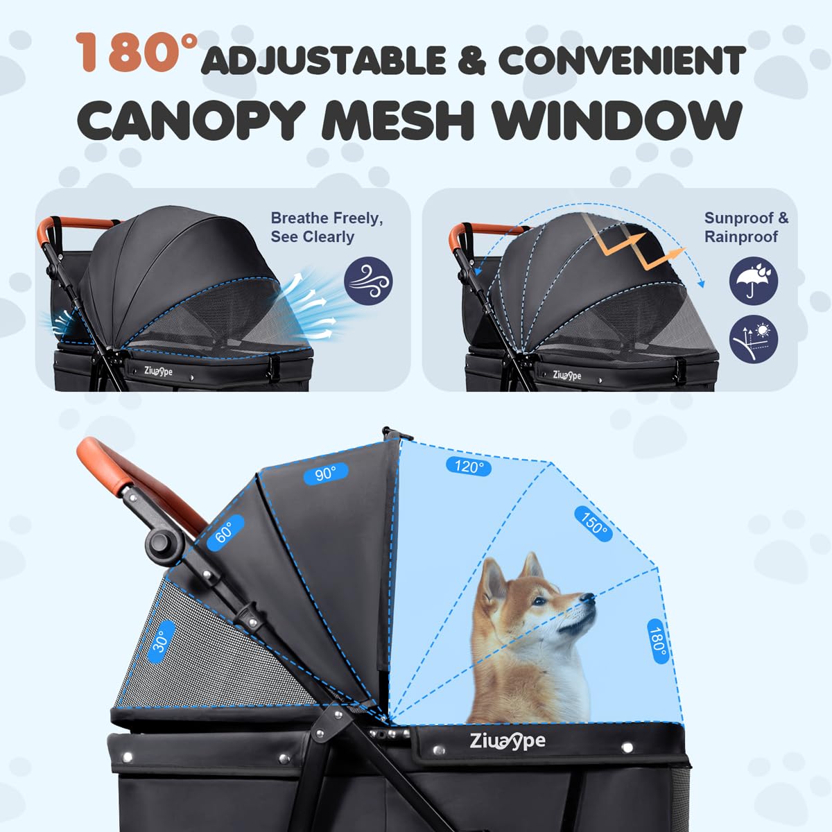 Dog Stroller for Large & Medium Dogs (20–132 lbs)