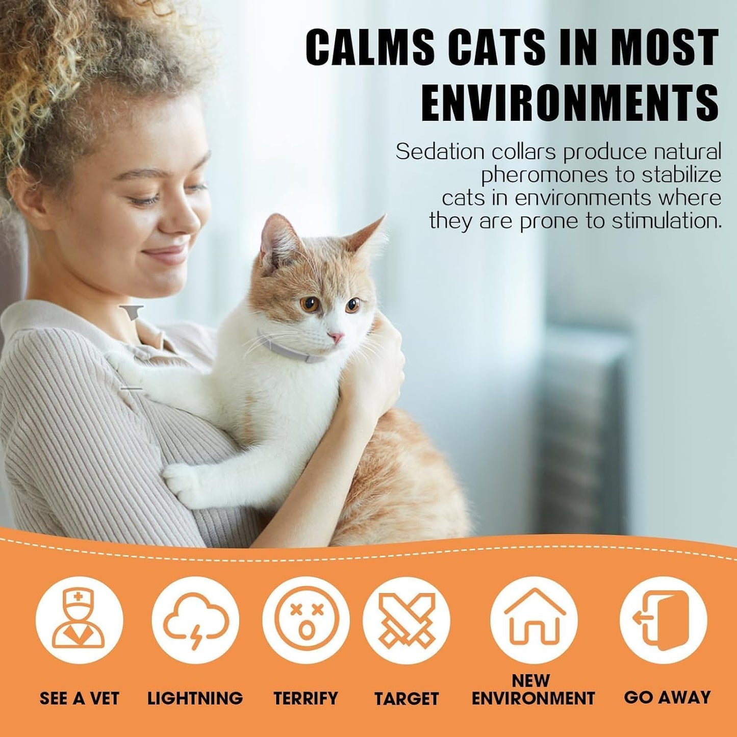 Nodfens Calming Collar for Cats Adjustable Pheromones Cat Diffuser Pet Diffuser Anxiety Relief for Pet 6PCS 60 Day Long-Term Effect
