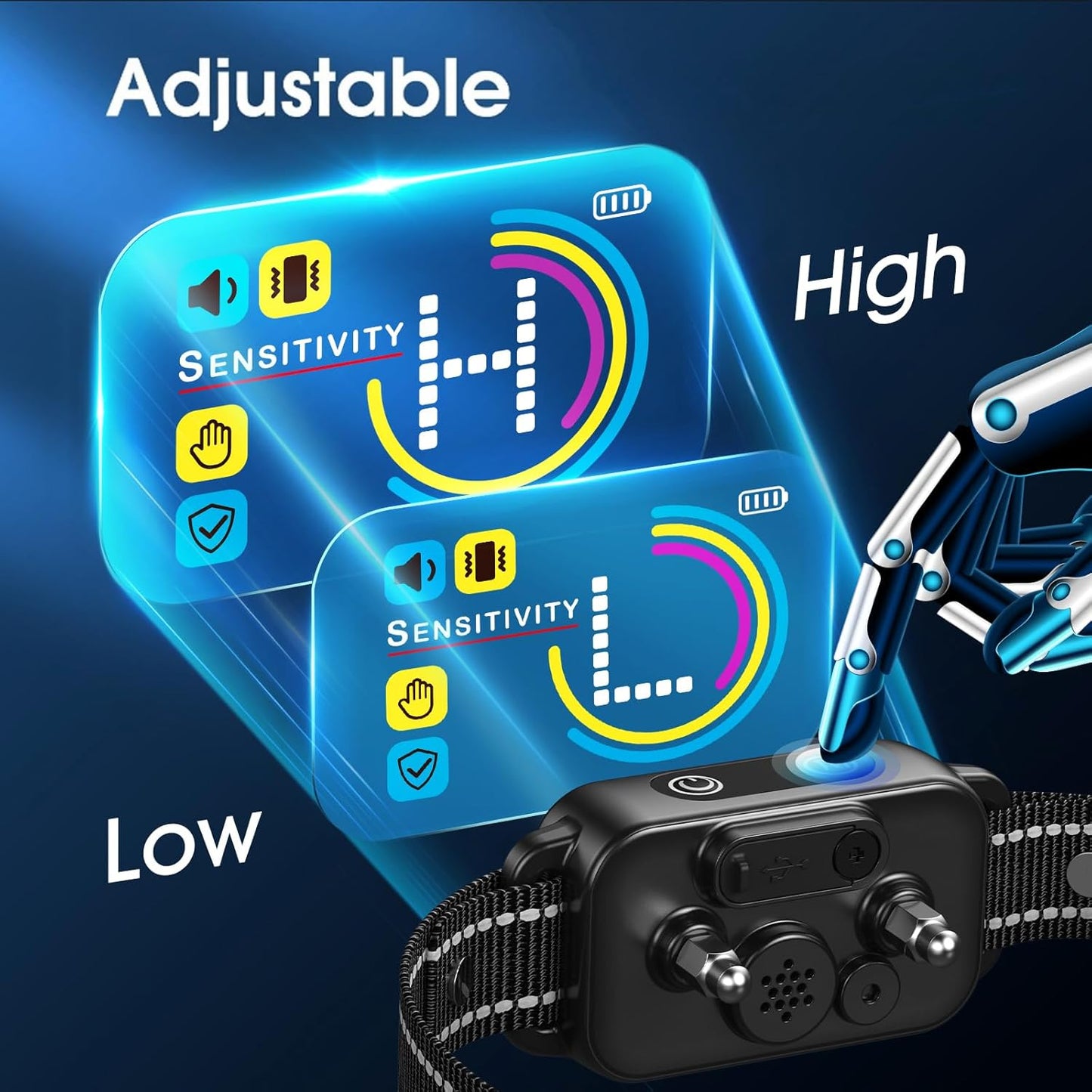 Dog Bark Collar for Large Medium Small Dogs - Smart AI 1S Stop Barking, Anti Barking Device & Dog Training Collar with Beep, Vibration & 8-Level Sensitivity, IP67