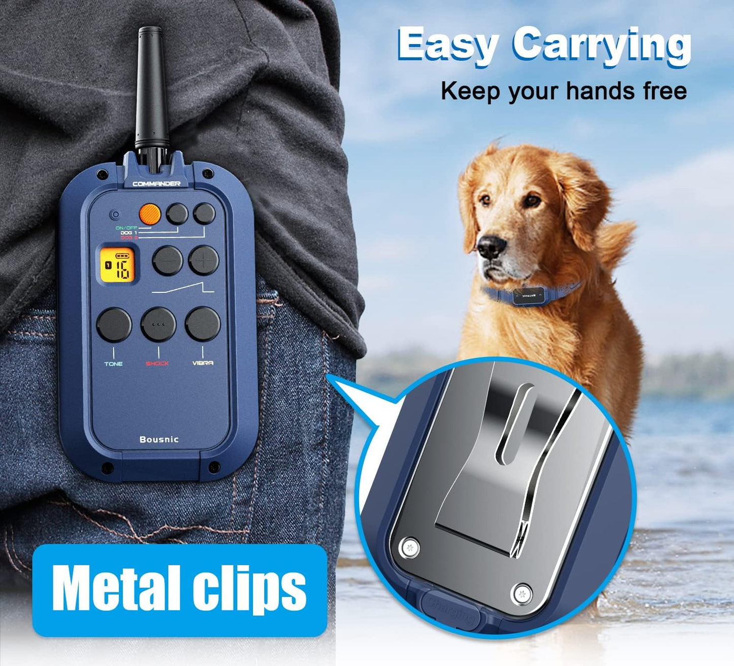 Bousnic Dog Shock Collar with Remote - ¾ Mile Electronic Training Collar
