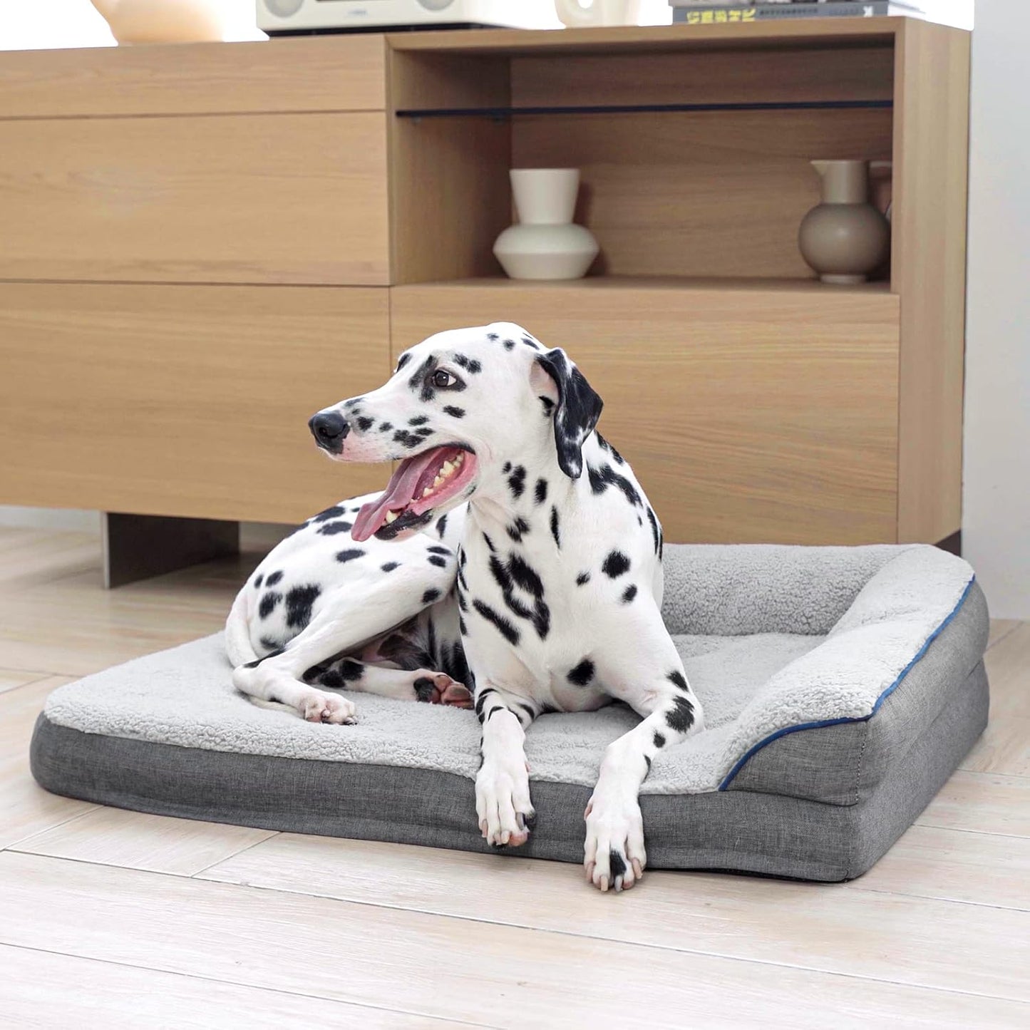 Sivomens Dog Bed for Medium Dogs, Egg Crate Foam Orthopedic Dog Bed with L-Shaped