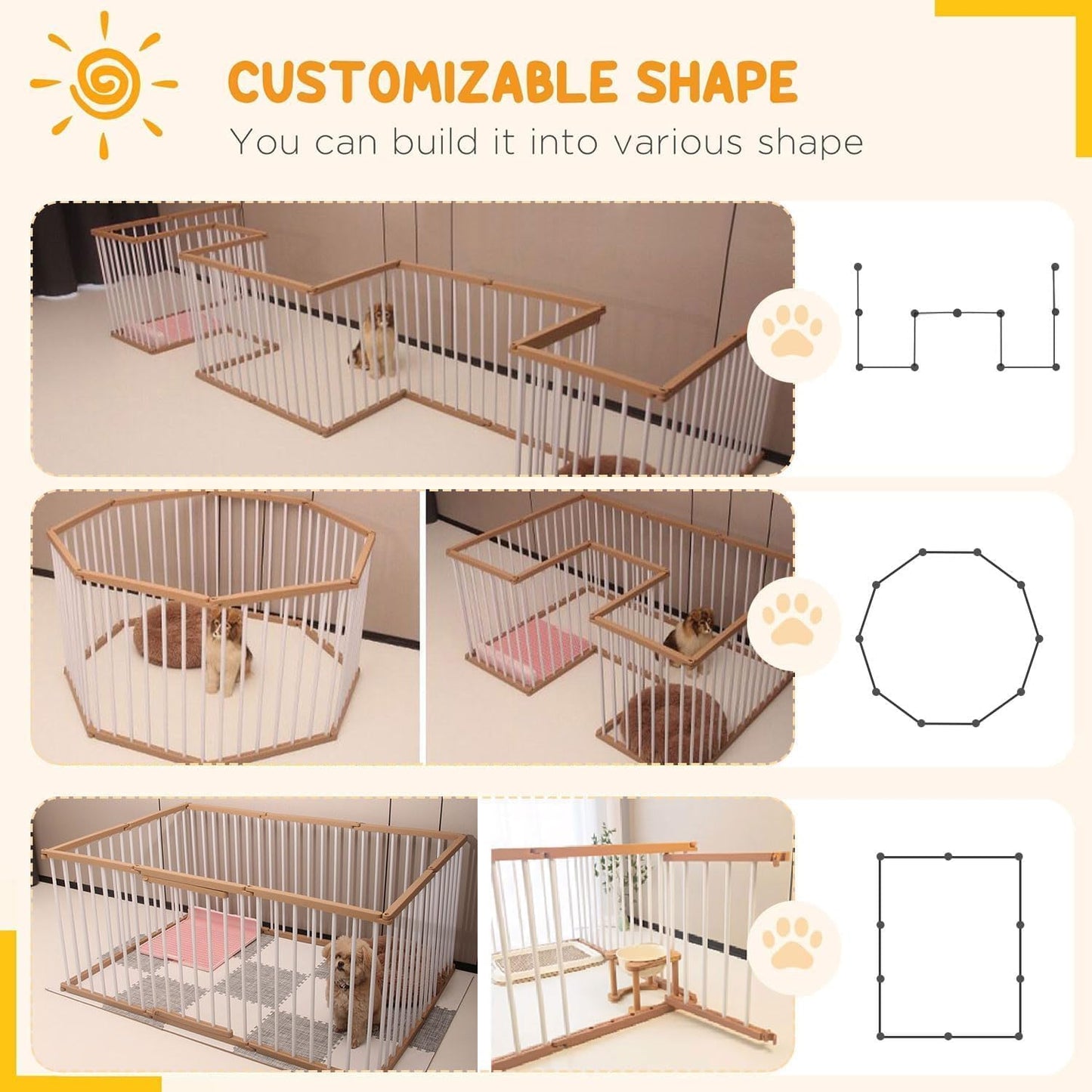 Enliansgo Dog Playpen 10 Panels Heavy Duty Dog Pen 54" Length Puppy Pet Playpen Outdoors & Indoors Anti-Rust Exercise Dog Fence with Doors for Medium/Small Pet Play for RV Camping Yard (Dog Playpens)