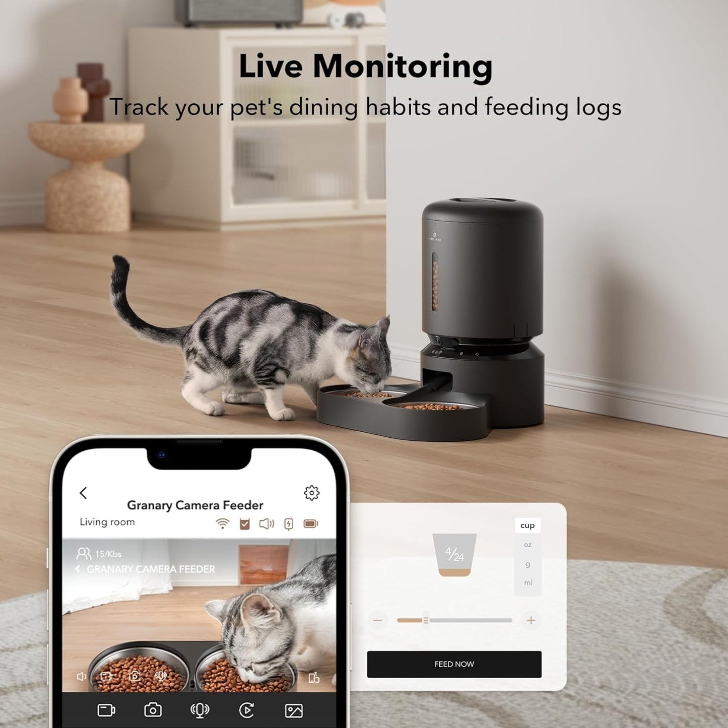 PETLIBRO Automatic Cat Feeder with Camera, 1080P HD Video with Night Vision, 5G WiFi Pet Feeder with 2-Way Audio
