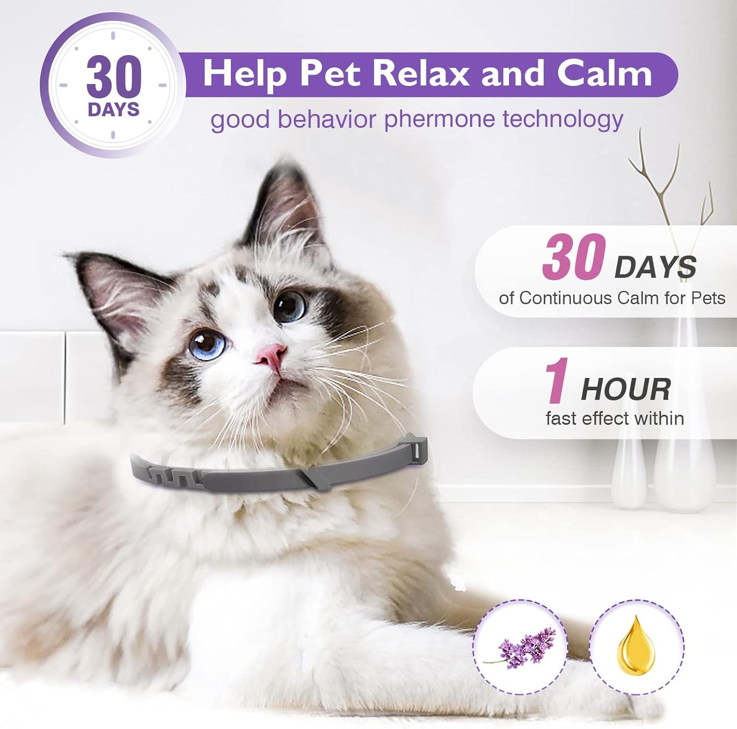3 Pack Calming Collar for Cats and Kittens Pheromone Collar Efficient Relieve Reduce Anxiety