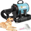 Mxmoonant 2400W 3.2HP Dog Dryer Pets Hair Dryer Stepless Speed Temp Adjustable High Velocity Dog Cat Hair Blower (Blue UK Plug)