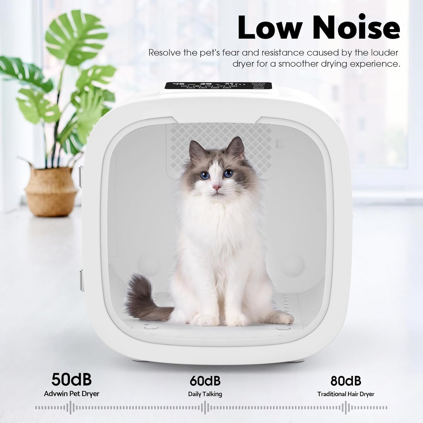 Advwin Automatic Pet Dryer Box for Pet Grooming, Ultra Quiet Fast Hair Dryer 52L