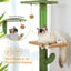 PAWZ Road Cactus Cat Tree Four Tier Floor-to-Ceiling Cat Climbing Tower with Cozy Hammock, Cat Activity Center 9 Feet Green