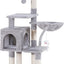 Heybly Cat Tree with Toy, Cat Tower condo for Indoor Cats, Cat House with Padded Plush Perch, Cozy Hammock and Sisal Scratching Posts, Light Gray HCT004SW