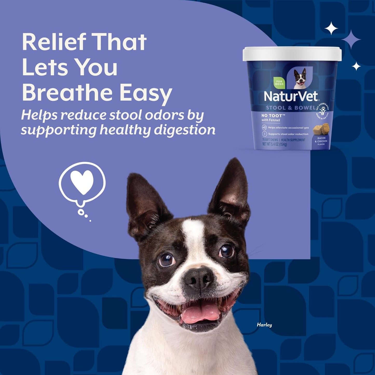 NaturVet No Toot Gas Aid Plus Fennel for Dogs, 70 ct Soft Chews, Made in USA